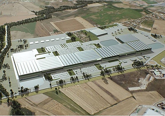 Recreación digital de la gigafábrica de baterías que InoBat Iberia proyecta construir en Valladolid, y cuyo centro I+D+i se ubicará en Salamanca.