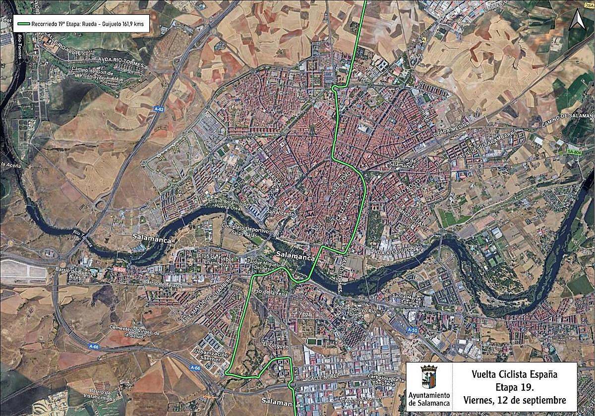 Mapa con el recorrido de la etapa 19 de la Vuelta Ciclista a España.