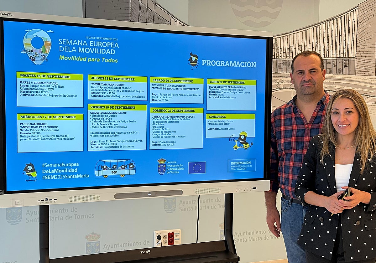 David Mingo junto a Marta Labrador en la presentación de la 'Semana Europea de la Movilidad'.