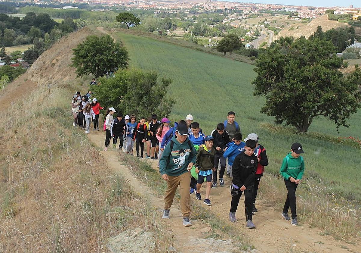 Niños participando en una excursión de 'Cabrerizos Educa', la 'Ruta de la Cornisa'.