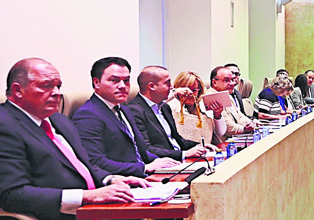 Parte de los concejales del Ayuntamiento de Salamanca, al inicio de la sesión plenaria.