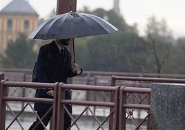 Una persona se protege de la lluvia con un paraguas.