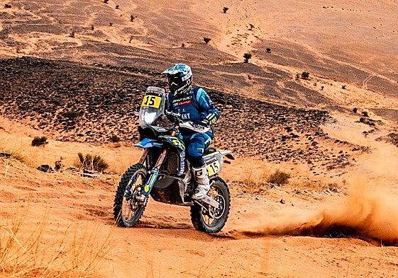 Lorenzo Santolino, durante la última jornada en el Dakar.