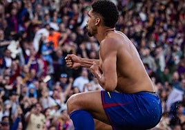 Araújo celebra el tanto en la prolongación.