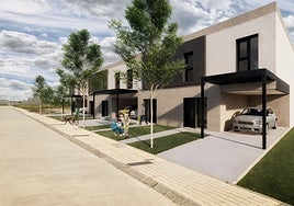 Infografía del diseño previsto para las 5 viviendas protegidas en Castellanos de Moriscos.