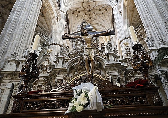 Imagen del Cristo de la Agonía Redentora sobre su paso en Semana Santa.