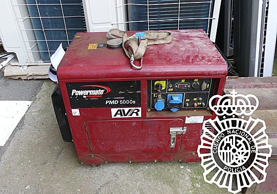 Imagen de otro generador recuperado por la Policía tras un robo.