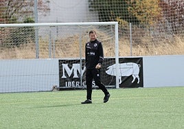 Mario Simón, en un entrenamiento en el anexo al Reina Sofía.