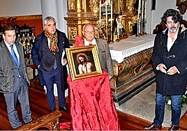 Eloy Ruiz, Juan Carlos Prieto, Gonzalo Santonja y Juan Carlos Martín, en la entrega del Ecce Homo en 2023.