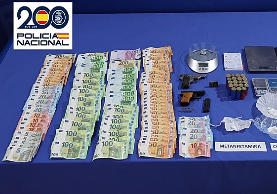 Materiales intervenidos por la Policía Nacional.