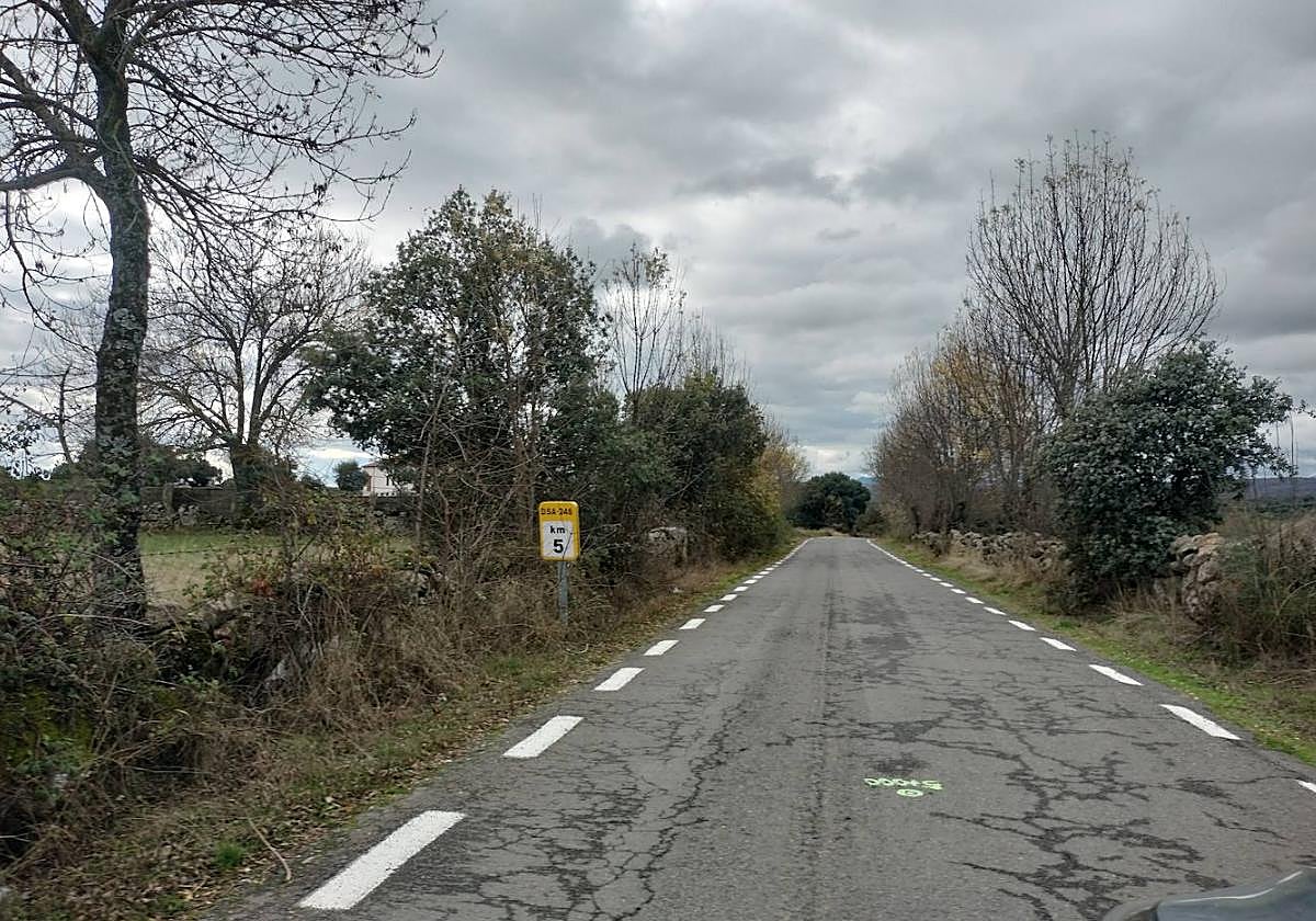 Imagen de la carretera entre Ledrada y Valdelacasa que se va a ensanchar.