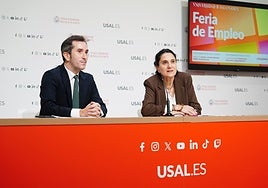 Federico Bueno y Mili Pizarro presentan la Feria de Empleo.