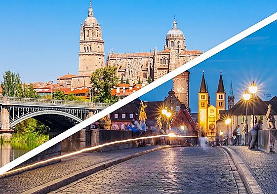 Salamanca (arriba) y Würzburg (abajo).