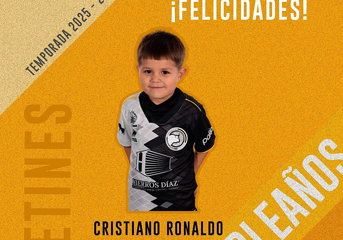 Imagen con la que la cuenta de la cantera de Unionistas ha felicitado a su jugador.