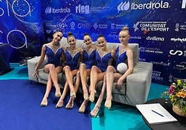 Las gimnastas del Rítmica Salamanca, en Castellón.