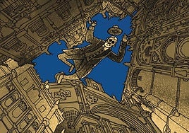 El color dorado de la piedra de Salamanca preside las páginas del comic.