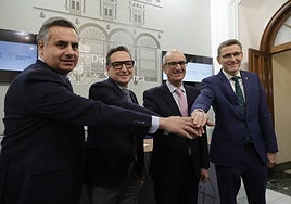Antonio Labrador, Juan Manuel Corchado, Javier Iglesias y Víctor Manuel Martín en la Diputación.