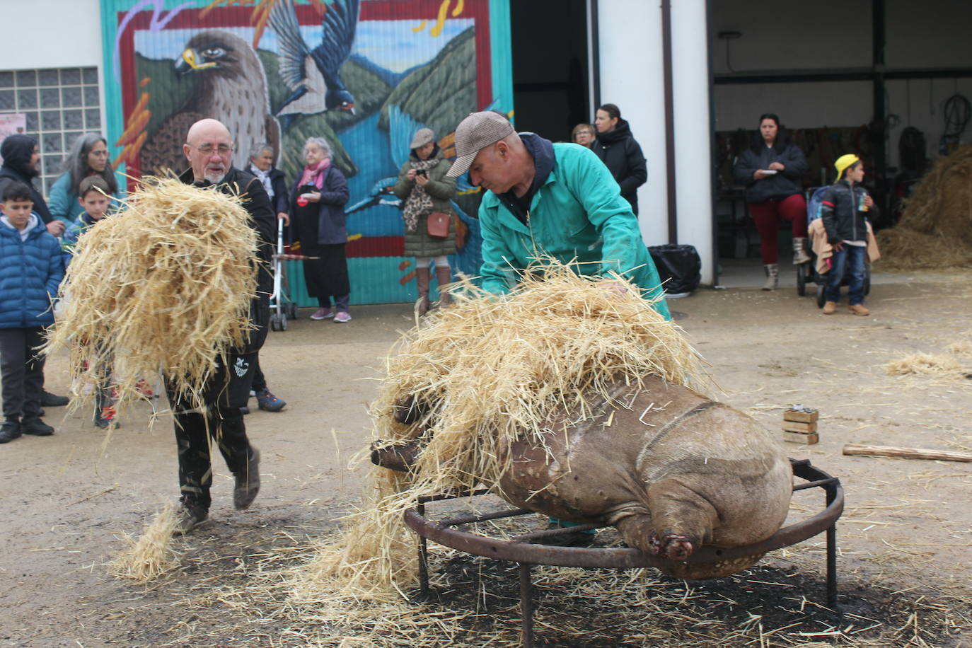 Brindis con vino y aguardiente en la Fiesta de la Matanza Tradicional de Barruecopardo