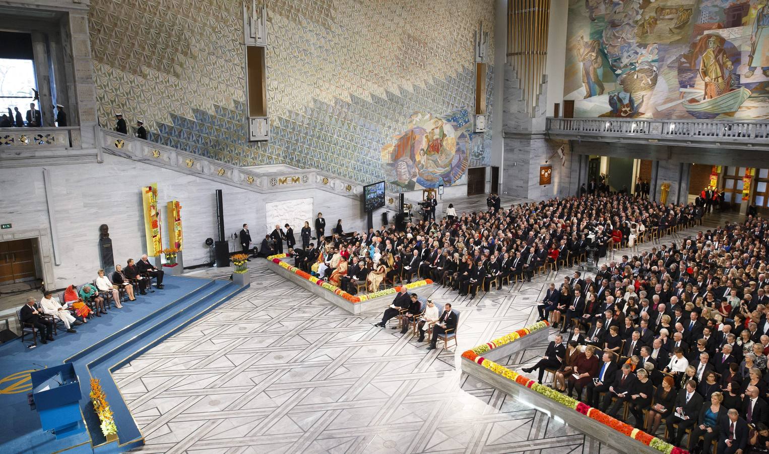 Vista general de la ceremonia de Oslo. OSLO (NORUEGA). Vista general de la ceremonia de entrega de los premios nobel que se ha celebrado en Oslo, la capital noruega.