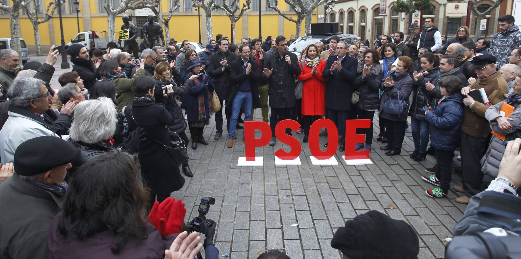 Pedro Sánchez pasea por el Casco Antiguo de Logroño y brinda en La Laurel en su visita a La Rioja