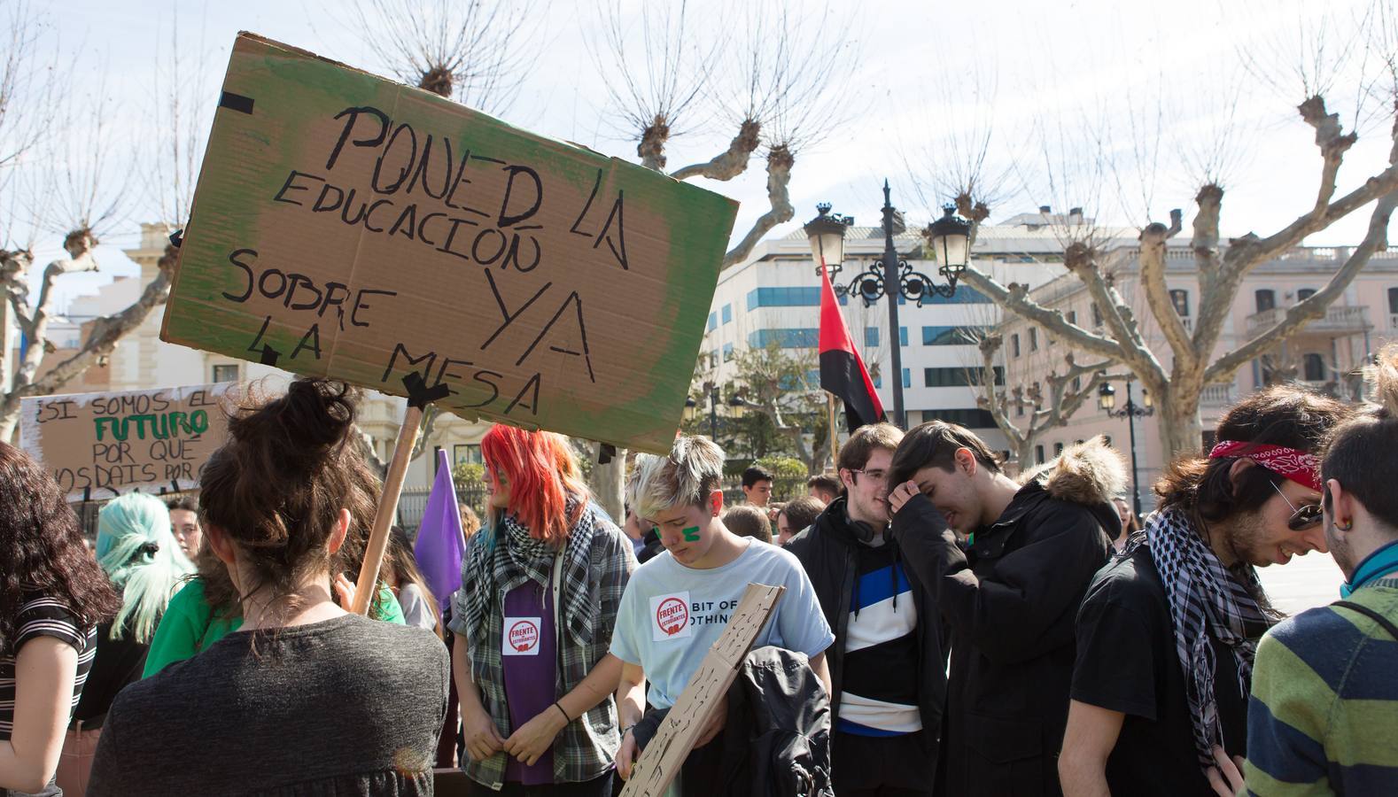 Los estudiantes se manifiestan en Logroño en defensa de la escuela pública