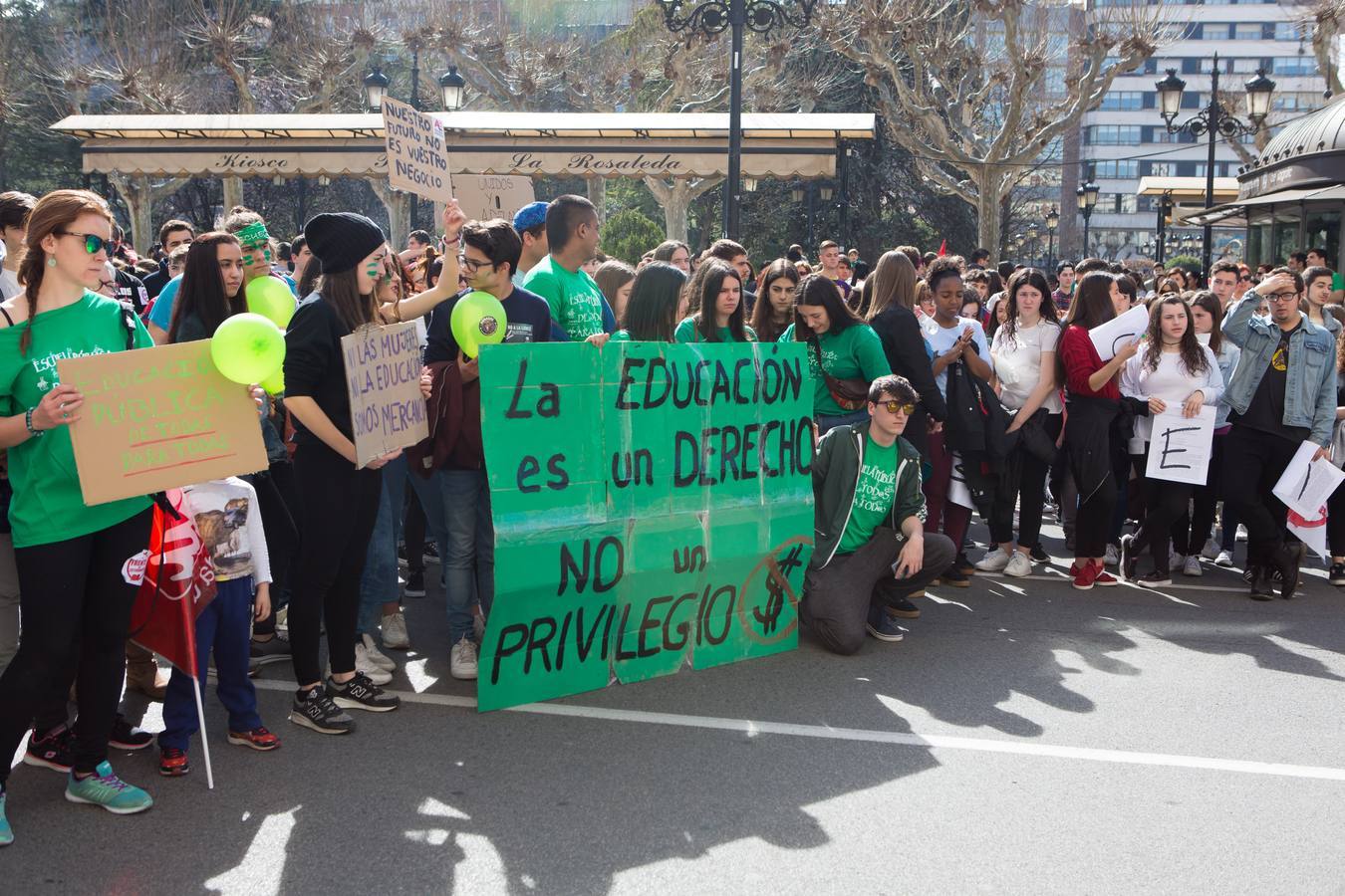 Los estudiantes se manifiestan en Logroño en defensa de la escuela pública