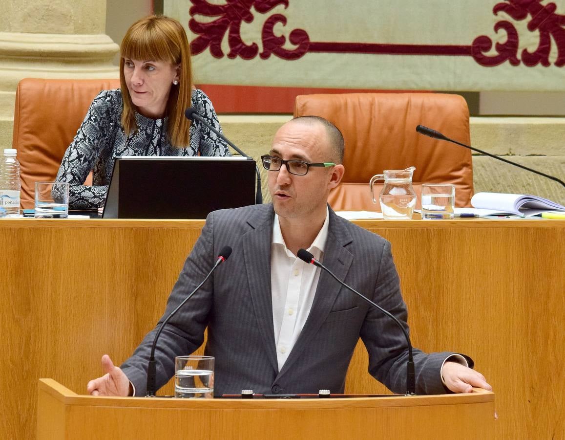 Taurinos, gestos y conversaciones en el pleno del Parlamento riojano