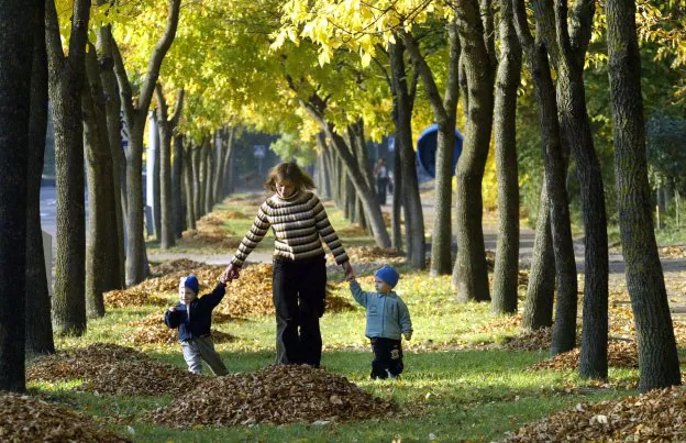 Una madre, de paseo con sus hijos. :: afp
