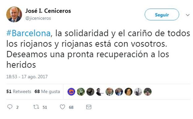 La Rioja manda su apoyo a Barcelona