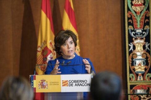 La vicepresidenta Soraya Sáenz de Santamaría, en un acto institucional en Teruel el 20 de septiembre. :: efe