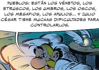 Imagen secundaria 1 - Viñetas y portada de 'Atérix en Italia'. 