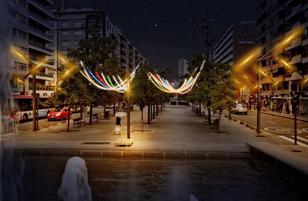 Simulación de las nuevas luces en la Plaza Salón de Gran Vía. :: 