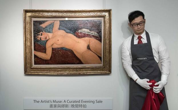 Desnudo acostado’, de Amedeo Modigliani, antes de la subasta. 