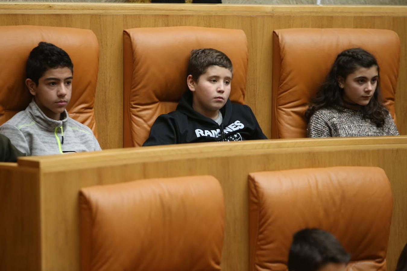 El Día Universal del Niño, organizado por Unicef, se ha celebrado en el Parlamento regional con la participación de un grupo de alumnos del colegio San Fernando de Nájera, quienes han leído los principios de la Convención de los Derechos del Niño