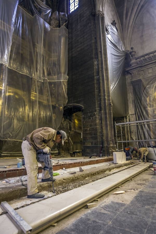 El templo logroñés reforma su presbiterio para vovler al estado anterior a las reformas de los años 50