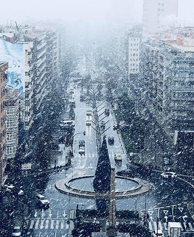 Logroño, en plena nevada. 