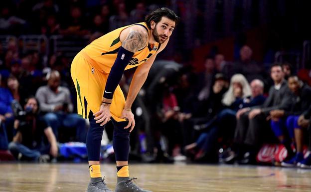 Ricky Rubio, durante el partido de los Jazz. 