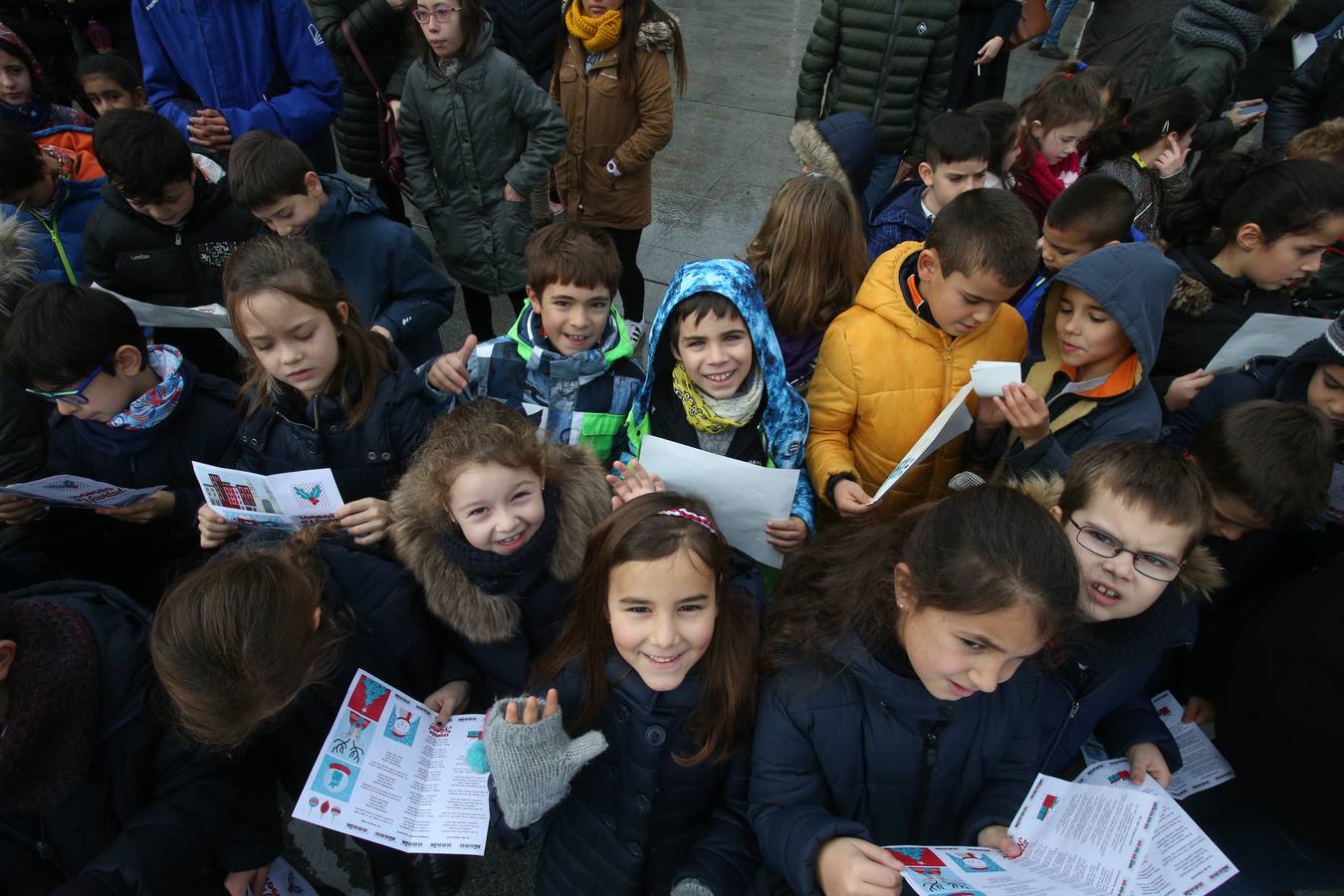 Un acto sencillo, con villancicos, muchos niños de varios colegios riojanos y un paseo multitudinario ha servido para abrir la instalación. En el acto, también se ha visto una pancarta que sostenían funcionarios del Ayuntamiento