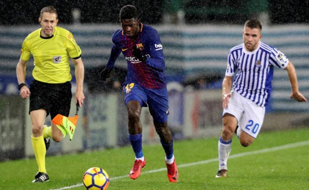 Ousmane Dembélé, en el partido ante la Real Sociedad. 