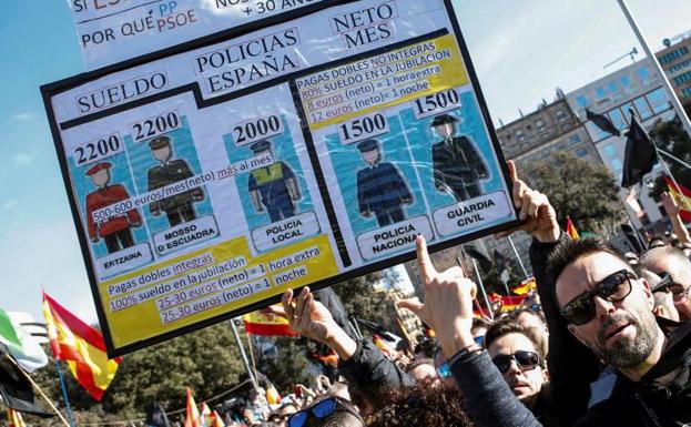 Miles de policías y guardias civiles se manifiestan en Barcelona por la equiparación salarial
