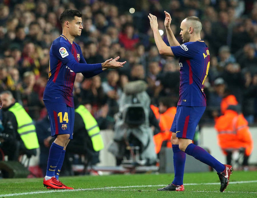 El Barcelona estará en las semifinales de la Copa del Rey tras vencer al Espanyol por 2-0 en el Camp Nou (2-1 global). Los azulgrana se adelantaron con Suárez y Messi puso la sentencia. El partido también estuvo marcado por la despedida a Javier Mascherano y el debut de Philippe Coutinho.