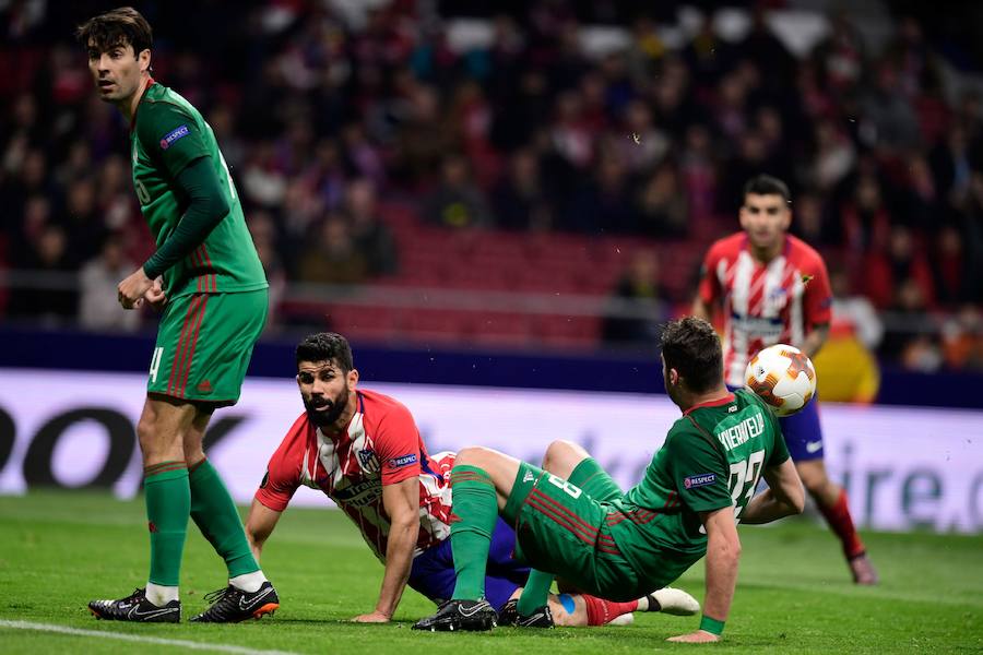 El Atlético venció por 3-0 al Lokomotiv de Moscú en la ida de los octavos de final de la Liga Europa. Saúl abrió el marcador con un golazo, Costa anotó al rechace y Koke puso la sentencia tras una asistencia de Juanfran.
