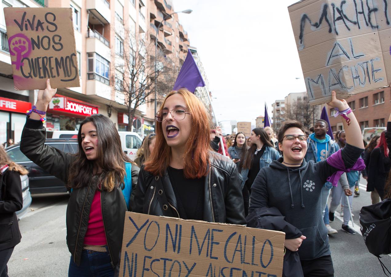 En el Día Internacional de la Mujer, las estudiantes han querido reivindicar la igualdad en una manifestación que ha partido de la UR y que ha llegado hasta la Delegación del Gobierno