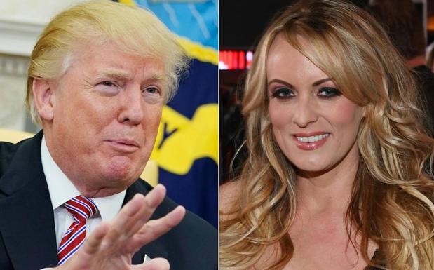 Donald Trump (i) y Stormy Daniels. 