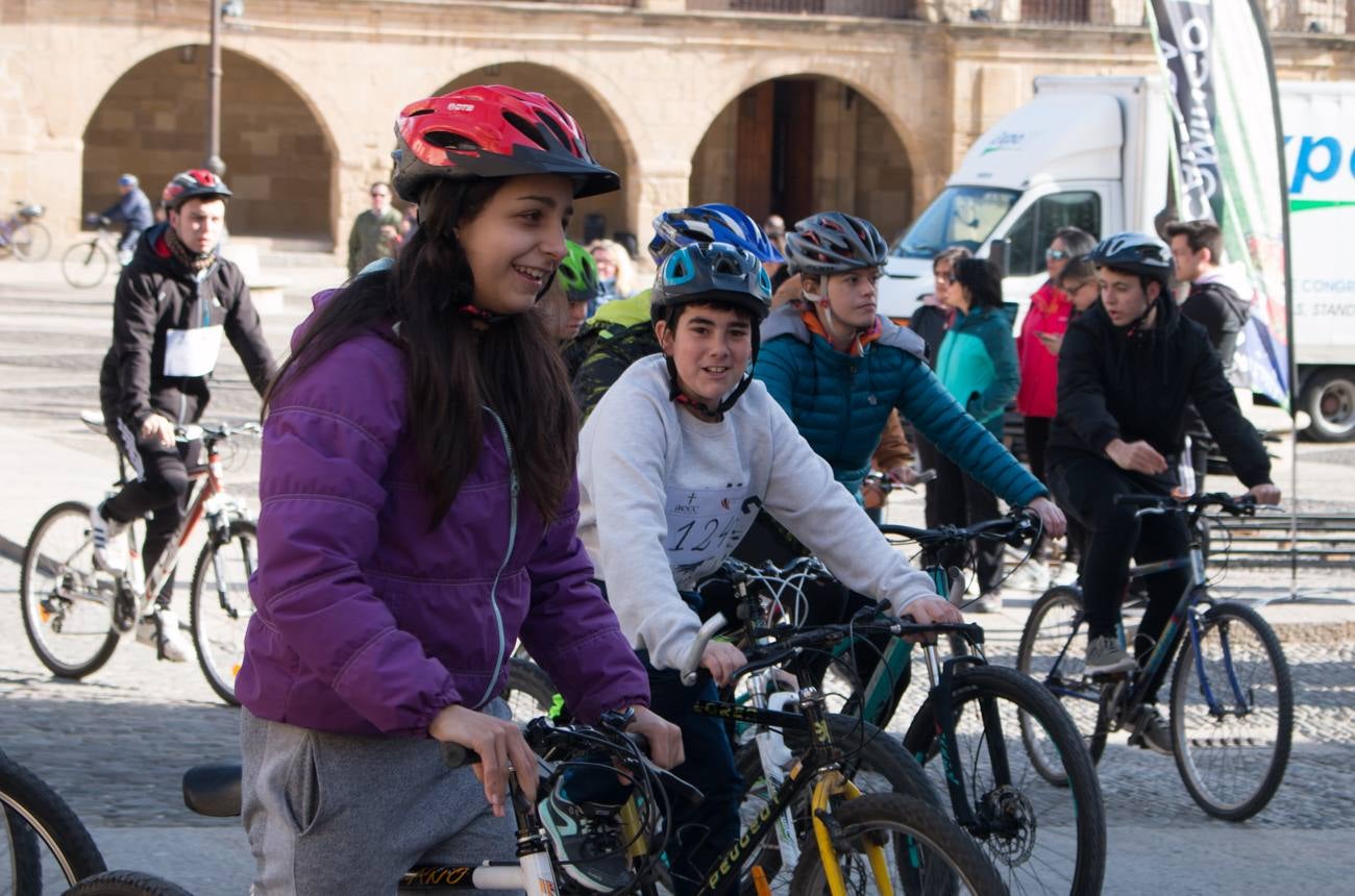 La V Marcha Solidaria en Bicicleta, a beneficio de la AECC ha reunido en Santo Domingo de la Calzada a cerca de 500 personas, la mayoría de ellas escolares.