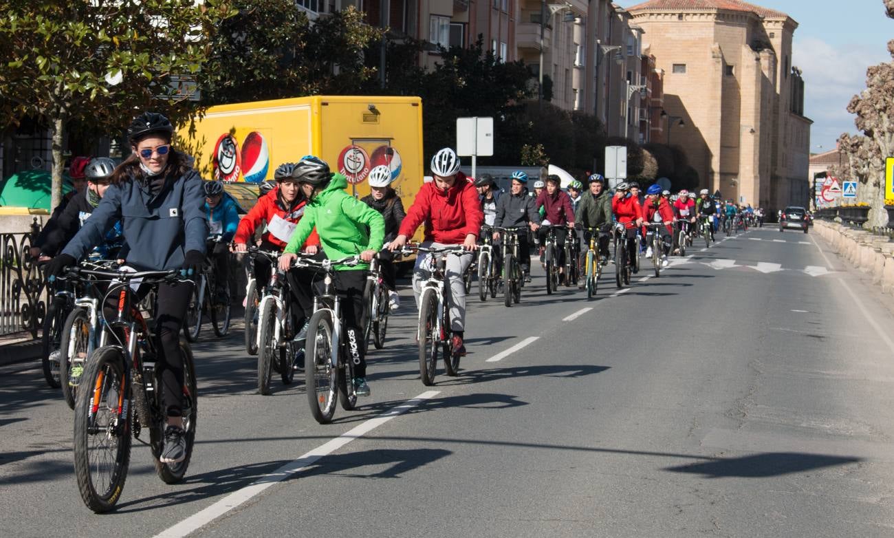 La V Marcha Solidaria en Bicicleta, a beneficio de la AECC ha reunido en Santo Domingo de la Calzada a cerca de 500 personas, la mayoría de ellas escolares.
