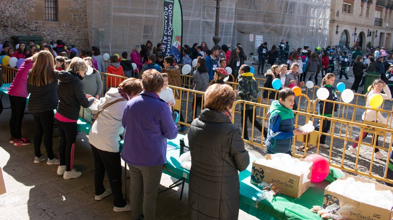 La V Marcha Solidaria en Bicicleta, a beneficio de la AECC ha reunido en Santo Domingo de la Calzada a cerca de 500 personas, la mayoría de ellas escolares.