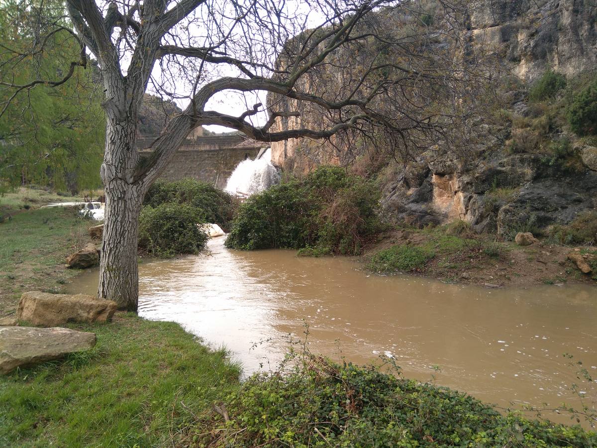 Las lluvias y las nevadas de los últimos meses han provocado el actual aumento de los cauces de los ríos de la comarca de Cervera. El Añamaza, procedente de tierras sorianas ha provocado el llenado del embalse del mismo nombre, en Valdegutur, pedanía de Cervera. Todas las compuertas están abiertas desde hace varios días y ayer el agua continuaba en el límite de la cota de la presa.