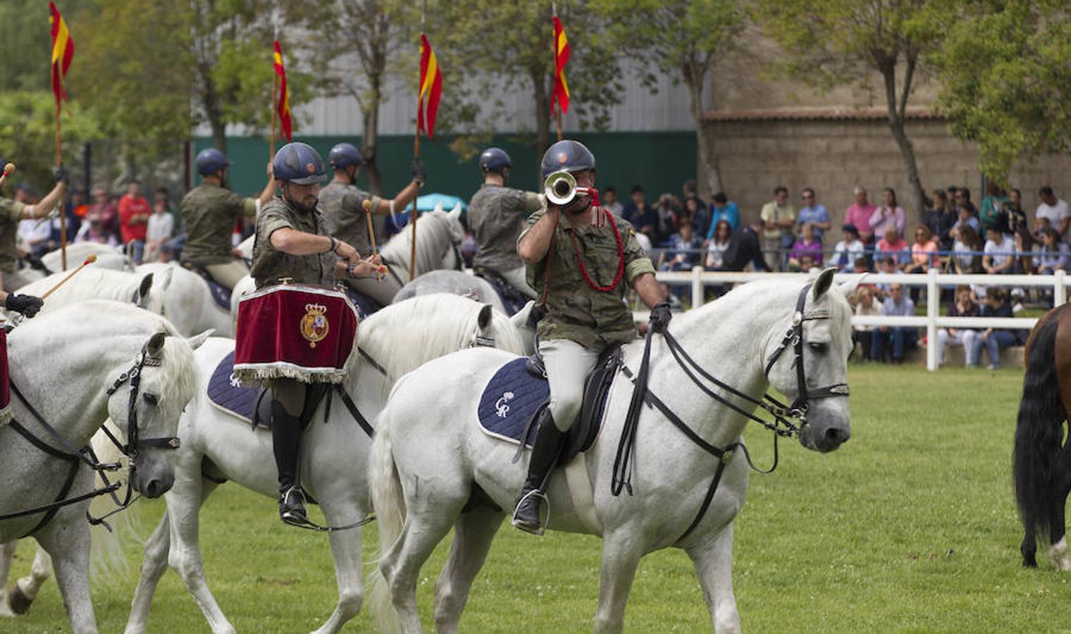 La exhibición protagonizada por la Guardia Real con sus caballos ha despertado el interés de los logroñeses, quienes han acudido a la Hípica Militar para presenciarla en un número aproximado al millar, entre ellas la alcaldesa de Logroño, Concepción Gamarra.