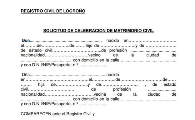 La Rioja no ofrece formularios para parejas del mismo sexo en las solicitudes de matrimonio